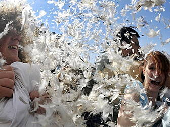 Giant pillow fight in Dublin